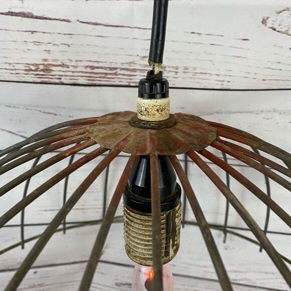 Vintage Industrial Metal Basket Pendant Light 17" - Picture 5 of 9
